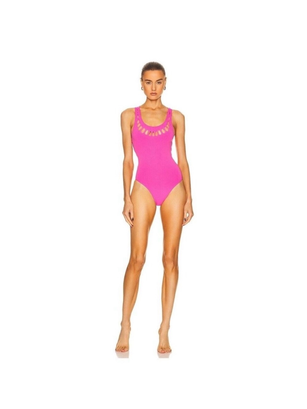 Alaia Hot Pink Scoop Neck One-Piece Swimsuit